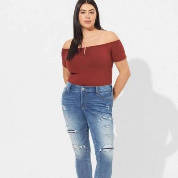 Torrid Plus Size 2X 18-20 Foxy U-Bar Off-Shoulder Short Sleeve Top - Picture 2 of 5